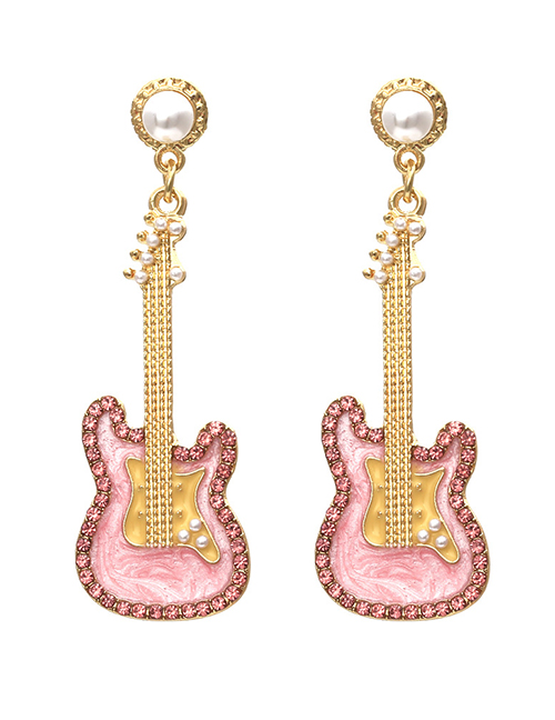 Fashion Mixed Color Alloy Diamond Drip Oil Guitar Stud Earrings