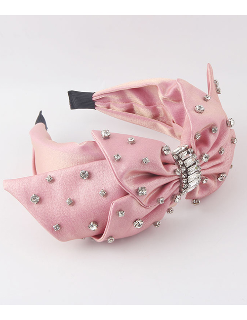 Fashion Light Pink Fabric Diamond Bow Headband
