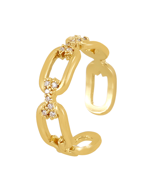 Fashion Gold-3 Copper Set Zircon Geometric Ring
