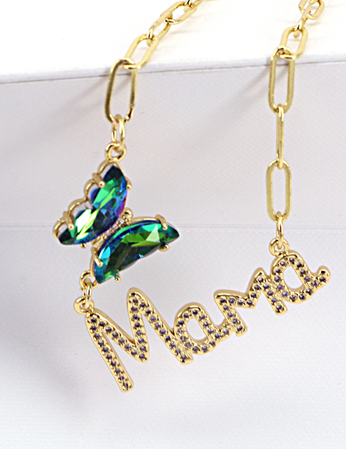 Fashion 2# Bronze Zirconium Mama Butterfly Necklace