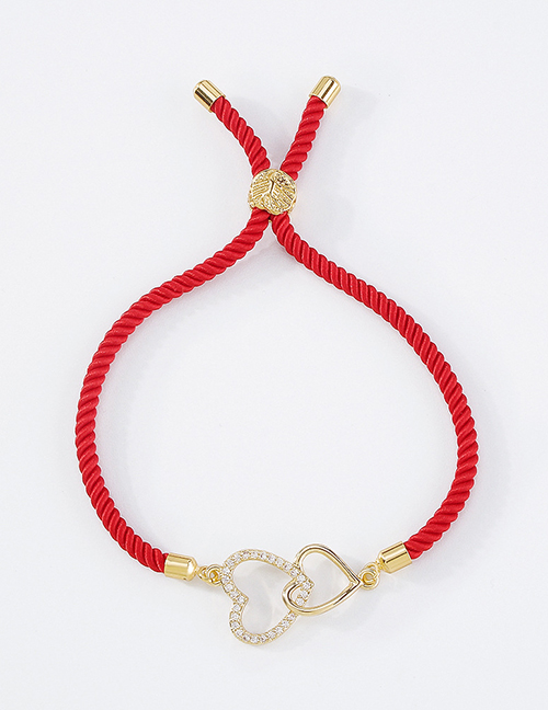 Fashion Red Brass Diamond Heart Bracelet
