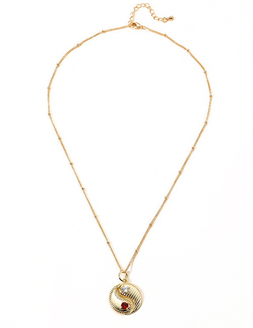 Fashion Red Gold-plated Copper Zirconium Geometric Gossip Necklace