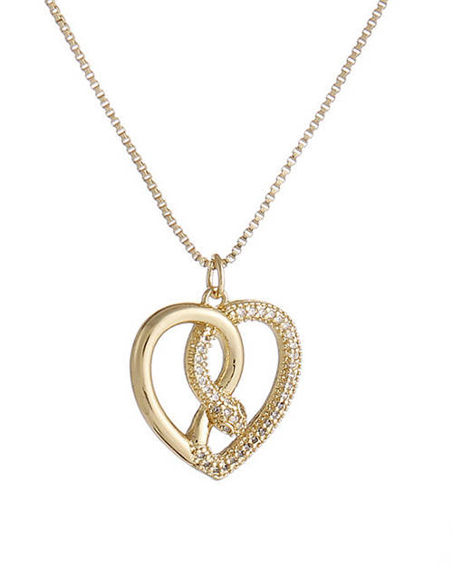 Fashion Gold Copper Gold Plated Zirconium Heart Necklace