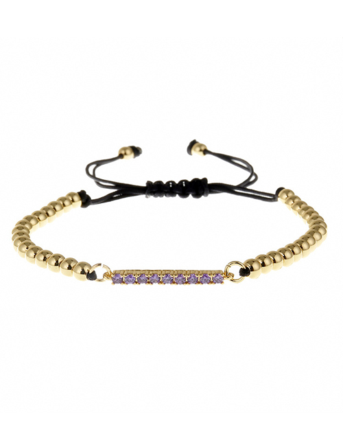 Fashion Cb0316ys Gold Black Rope Brass Inlaid Zirconium Long Beaded Bracelet