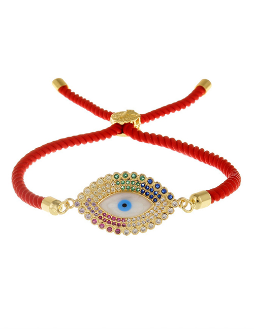 Fashion 01189cx Red Rope Bronze Zirconium Plated Eye Bracelet