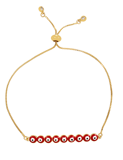 Fashion Red Copper Drop Oil Round Eye Bracelet