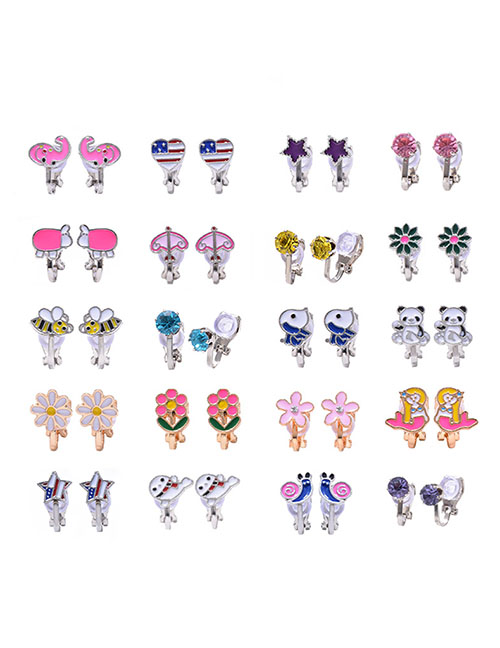 Fashion Color Rhinestone Daisy Love Flower Earring Set
