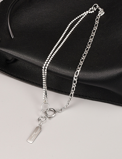 Fashion Silver Titanium Letter Plate Chunky Chain Necklace