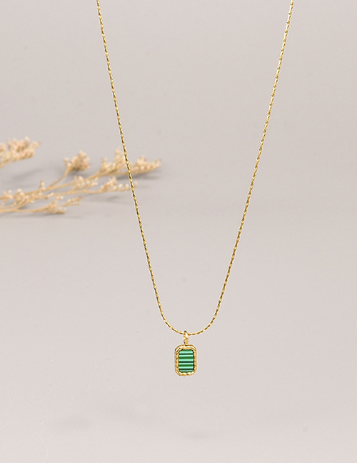 Fashion Gold Printed Green Piece Rectangle Necklace