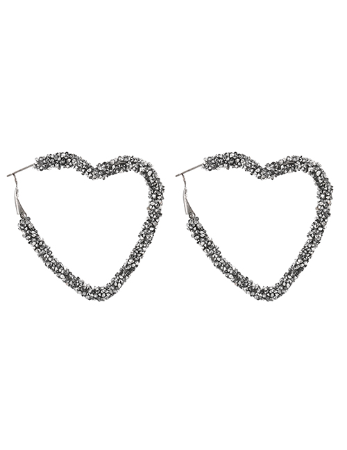 Fashion Silver Alloy Diamond Heart Earrings