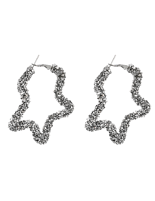 Fashion Silver Alloy Diamond Geometric Earrings