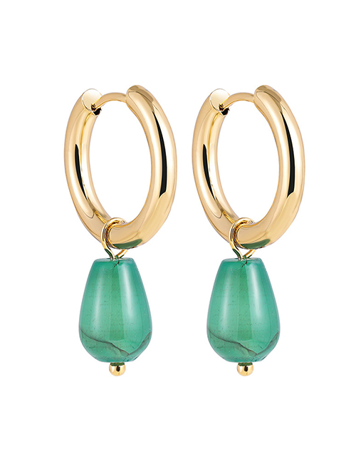 Fashion Green Resin Geometric Pearl Earrings