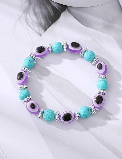 Fashion 9 Purple Eye Turquoise Bracelet Resin Turquoise Eye Beaded Bracelet