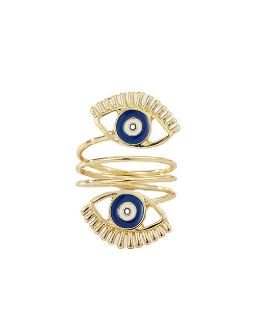 Fashion Blue Resin Drip Oil Eye Ring