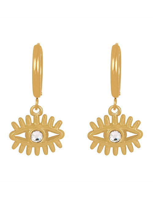 Fashion Gold-2 Titanium Zircon Eye Drop Earrings