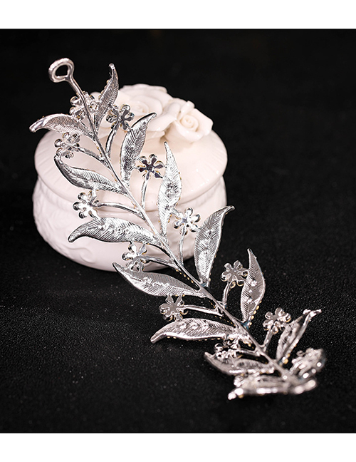 Fashion Silver Rhinestone Leaf Crown