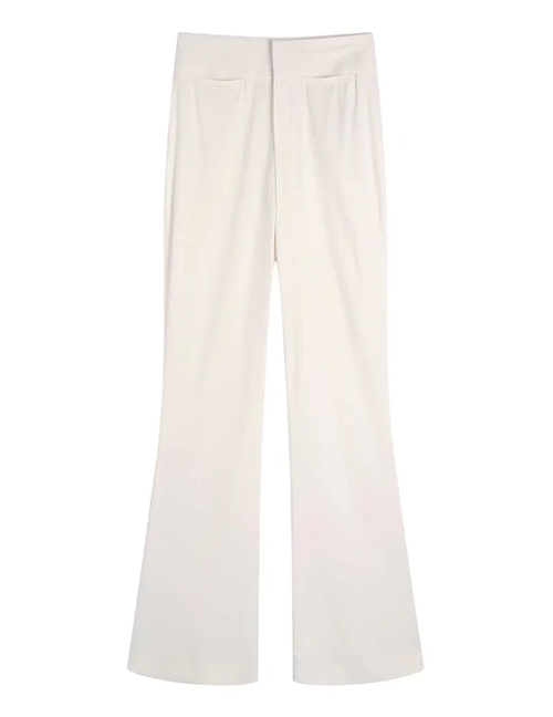 Fashion White Woven Geometric Trousers