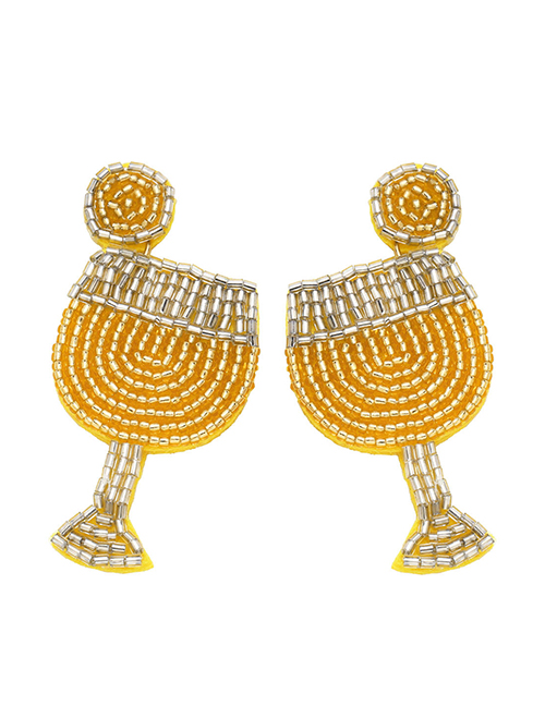 Fashion Champagne Rice Bead Wine Glass Earrings