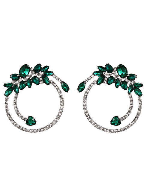 Fashion Green Alloy Diamond Water Drop Geometric Stud Earrings