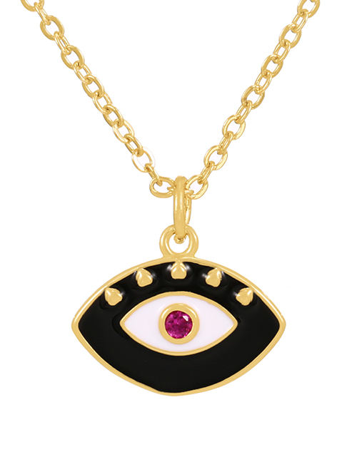 Fashion Black Bronze Zirconium Colorblock Oil Eye Pendant Necklace
