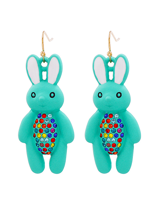 Fashion Blue Alloy Diamond Rabbit Stud Earrings