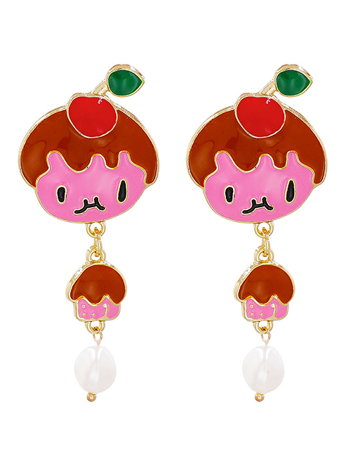 Fashion Color Alloy Cartoon Character Red Apple Earrings