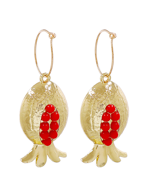 Fashion Gold Alloy Geometric Fruit Pomegranate Earrings