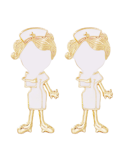Fashion Gold Alloy Geometric Nurse Stud Earrings