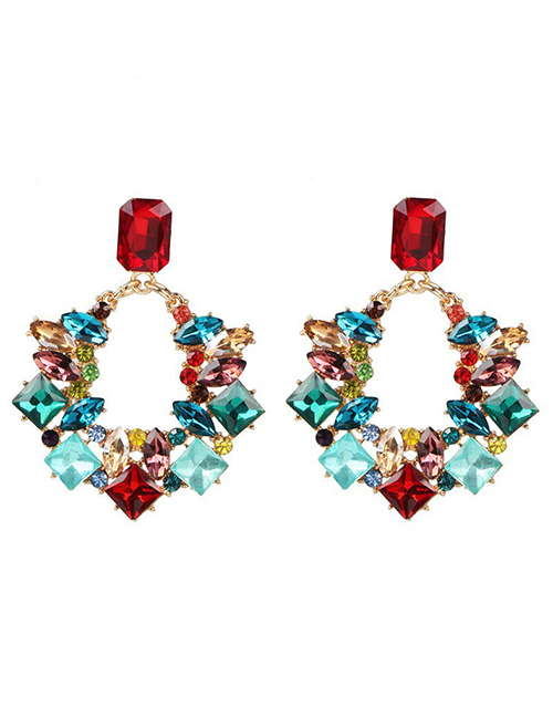 Fashion Color Geometric Diamond Cutout Stud Earrings