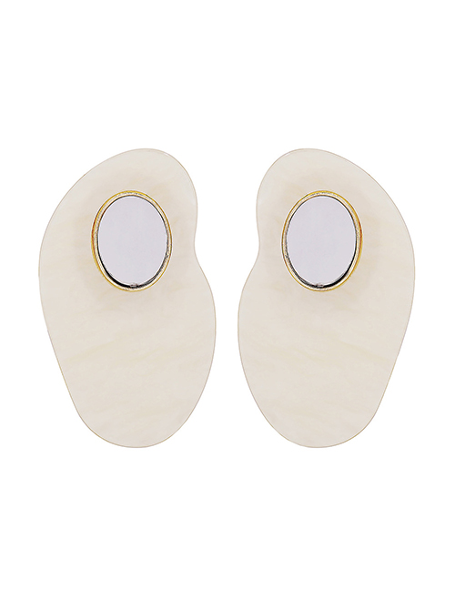 Fashion White Resin Geometric Acetate Stud Earrings