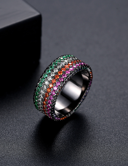 Fashion Color Bronze Zirconium Geometry Ring