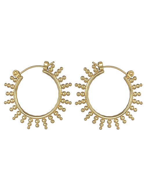 Fashion Gold Titanium Round Gourd Earrings