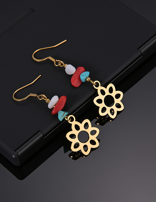 Fashion Flower C Titanium Steel Geometric Flower Drop Earrings