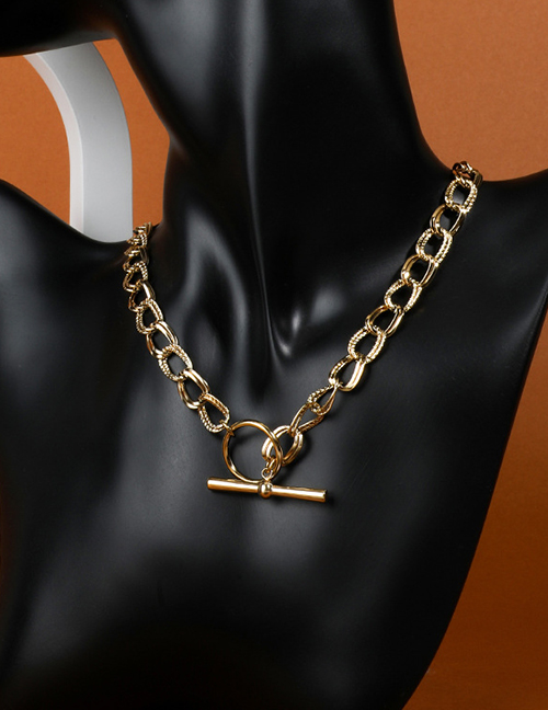 Fashion Gold Color Stainless Steel Ot Buckle Chain Necklace