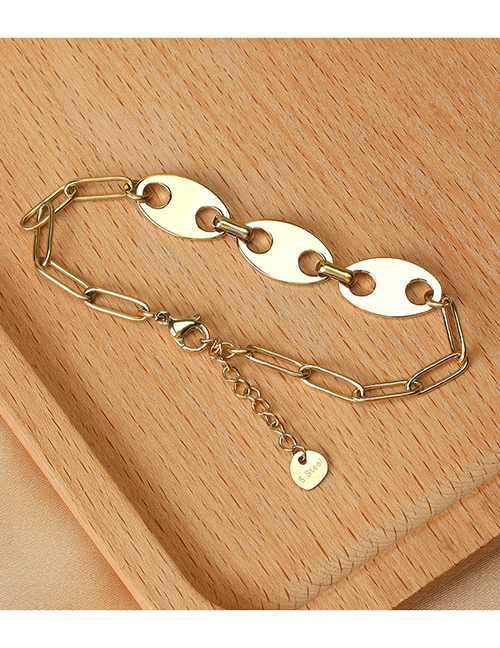 Fashion Gold Color Titanium Geometric Pignose Chain Bracelet