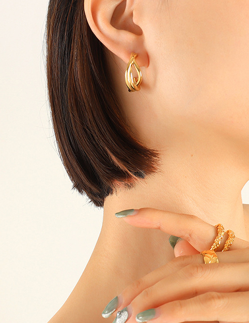 Fashion Gold Earrings Titanium Cutout C-shaped Geometric Earrings