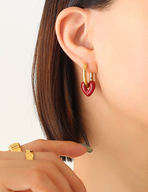 Fashion Gold Earrings Titanium Steel Heart Earrings