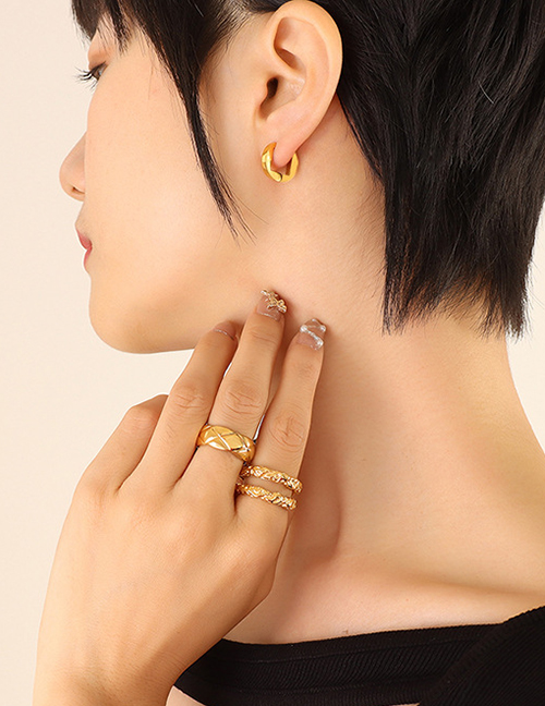 Fashion Gold Small Half Circle Earrings Titanium Steel Geometric Irregular Small Semicircle Stud Earrings