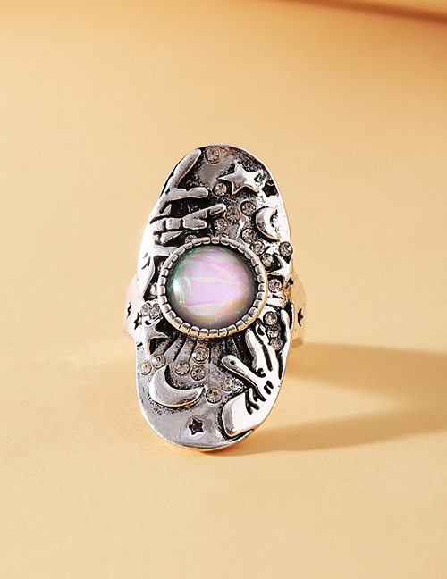 Fashion Silver Alloy Geometric Engraved Planet Ring