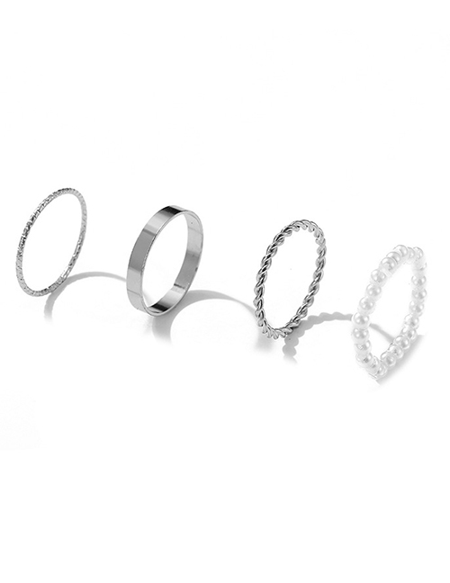 Fashion 2# Alloy Geometric Beaded Threaded Ring Set