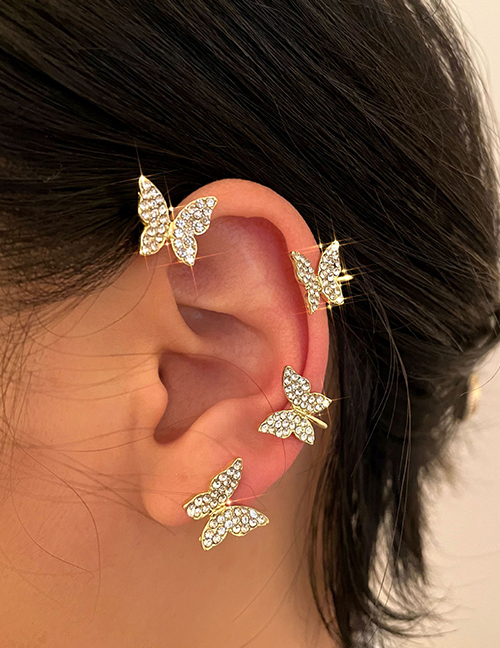 Fashion 5534403 Left Geometric Diamond Butterfly Earrings