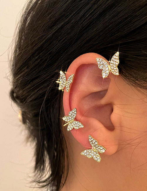 Fashion 5534404 Right Geometric Diamond Butterfly Earrings