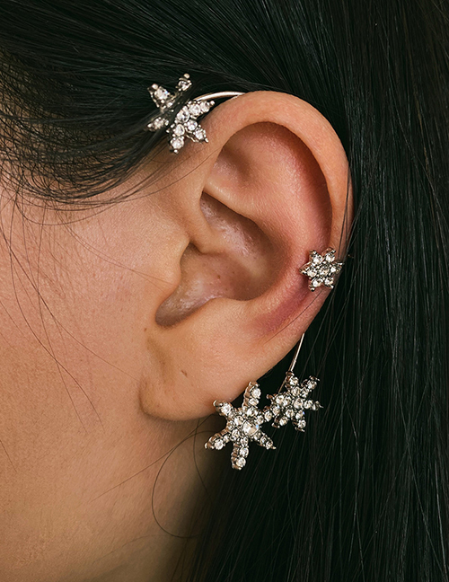 Fashion 5536801 Left Geometric Diamond Star Earrings