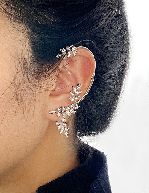 Fashion 5537404 Left Geometric Diamond Leaf Earrings