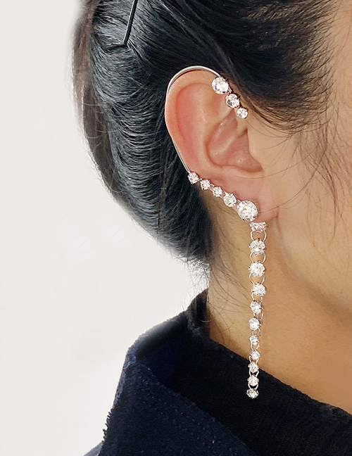 Fashion 5551401 Right Geometric Diamond Tassel Earrings