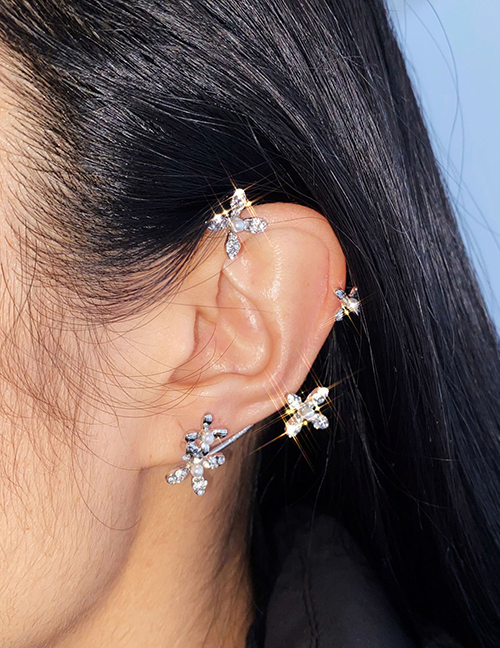 Fashion 5551501 Left Geometric Diamond Flower Earrings