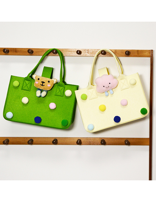Fashion Green Cotton And Linen Cartoon Large Capacity Handbag