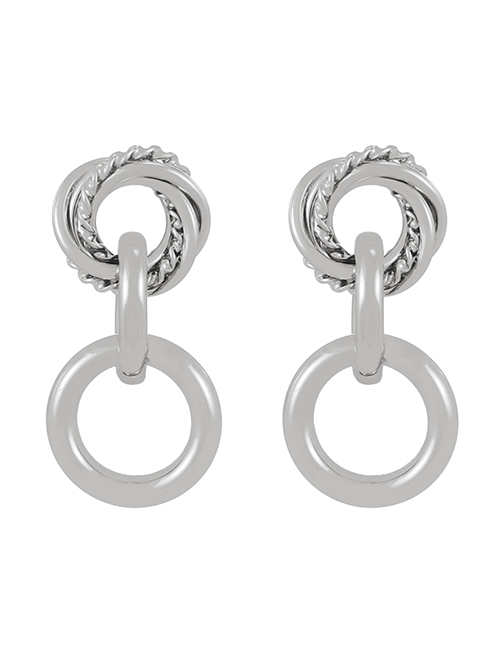 Fashion Silver Alloy Geometric Hoop Stud Earrings