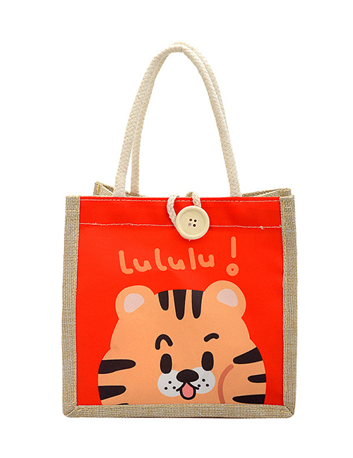 Fashion Red Cotton Tiger Print Large Capacity Handbag