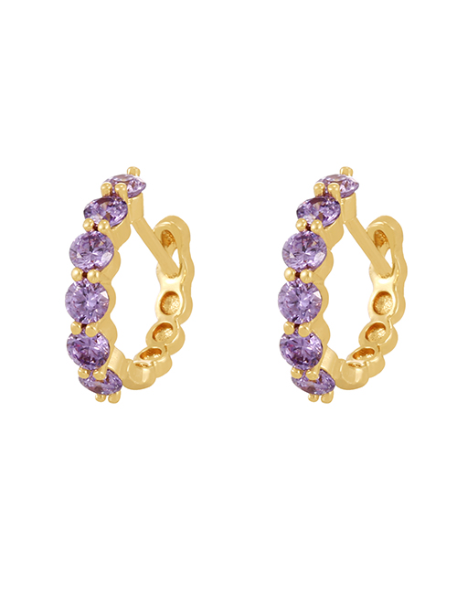 Fashion Purple Copper Set Zircon Geometric Earrings